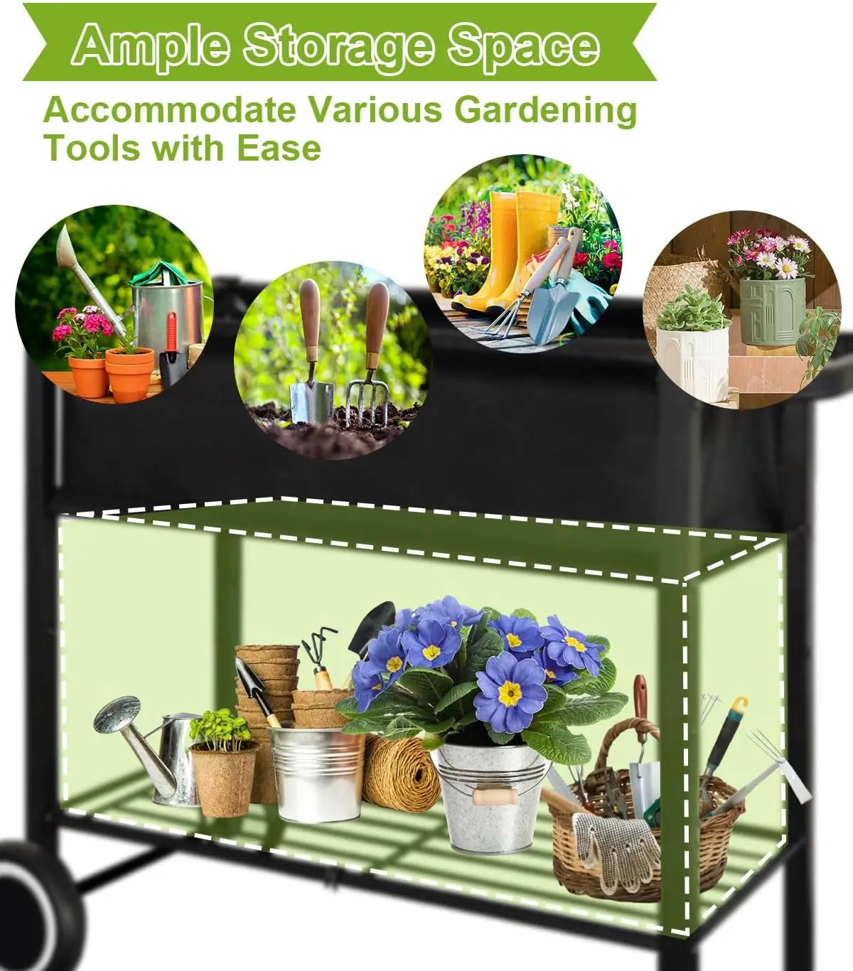 Raised Planter Box On Wheels For Outdoor Plants And Herbs