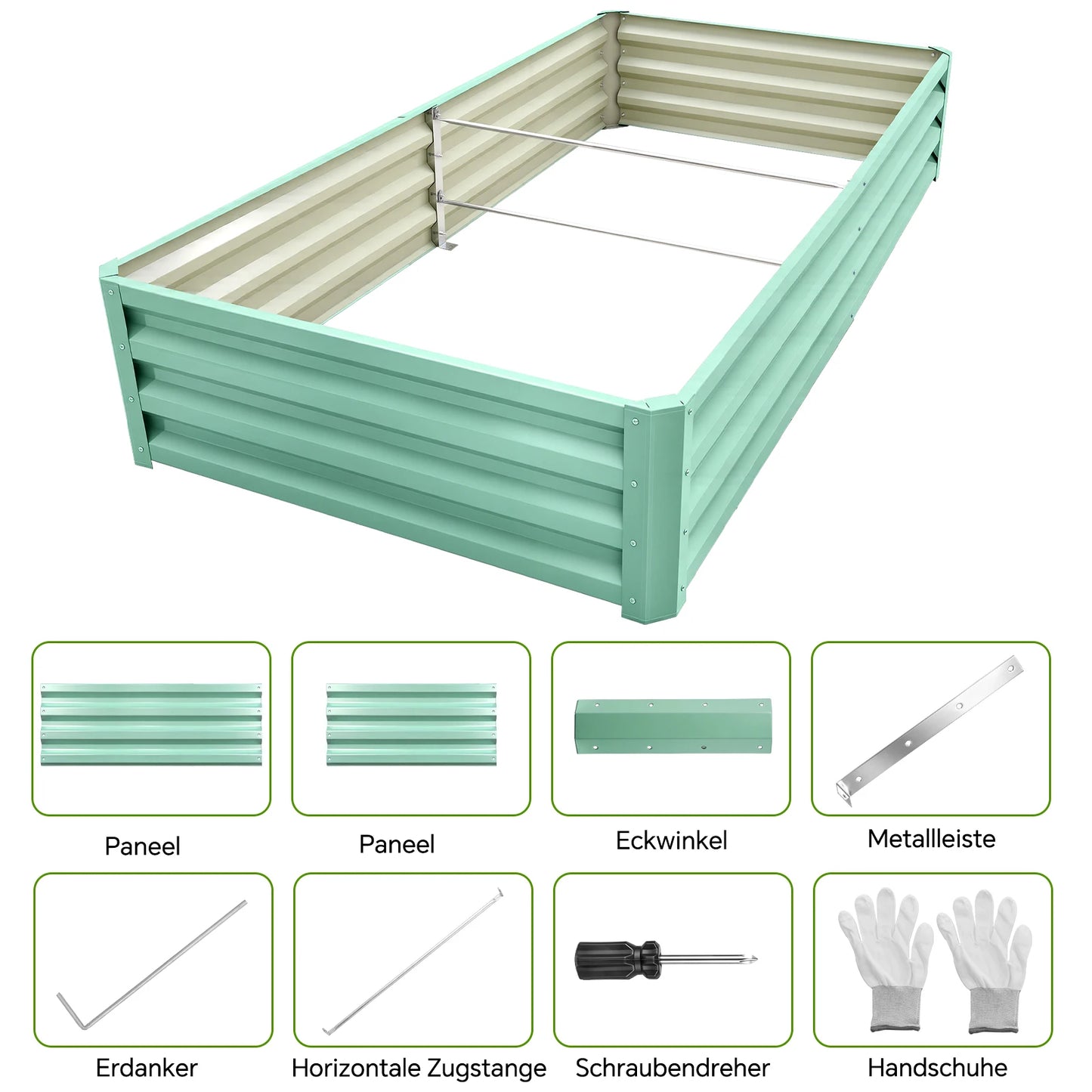 Galvanized Metal Raised Garden Bed for Outdoor Planter and Vegetables