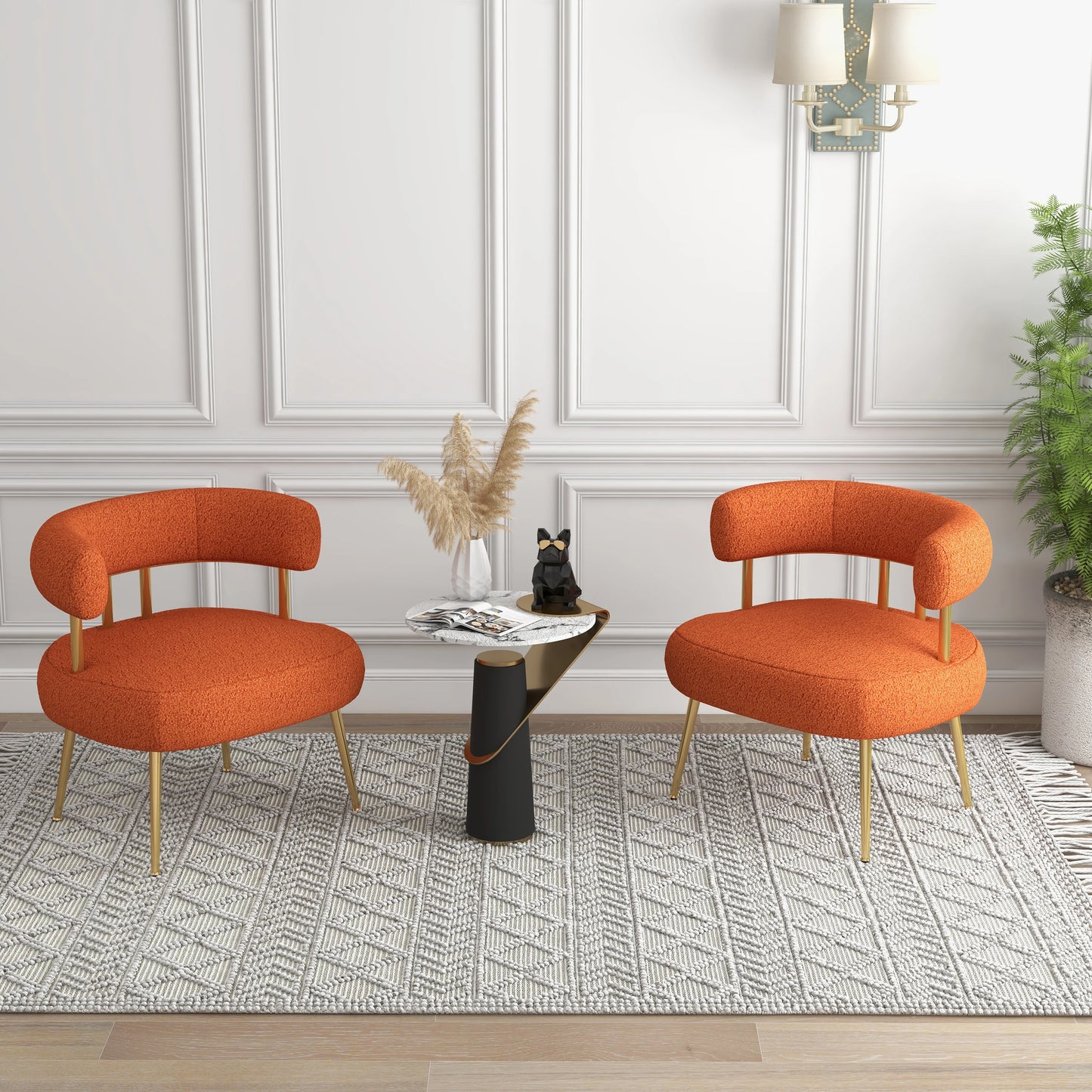 Elegant Mid Century Velvet Accent Chair With Golden Legs