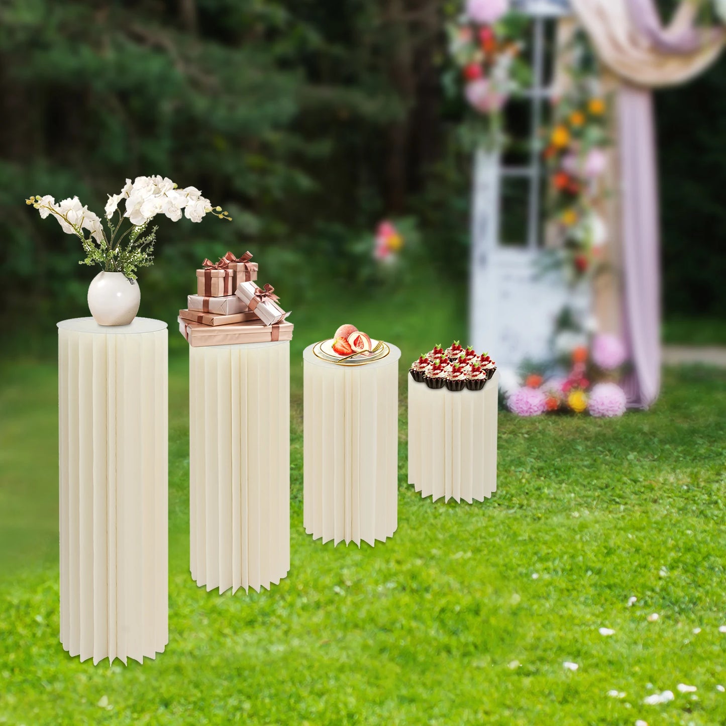Foldable Cardboard Flower Stands Set For Weddings And Events