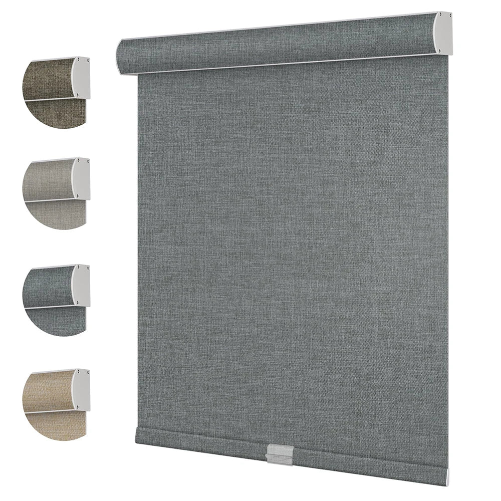 Pocageum Cordless Cassette Roller Shade Linen 100 Percent Blackout Blinds