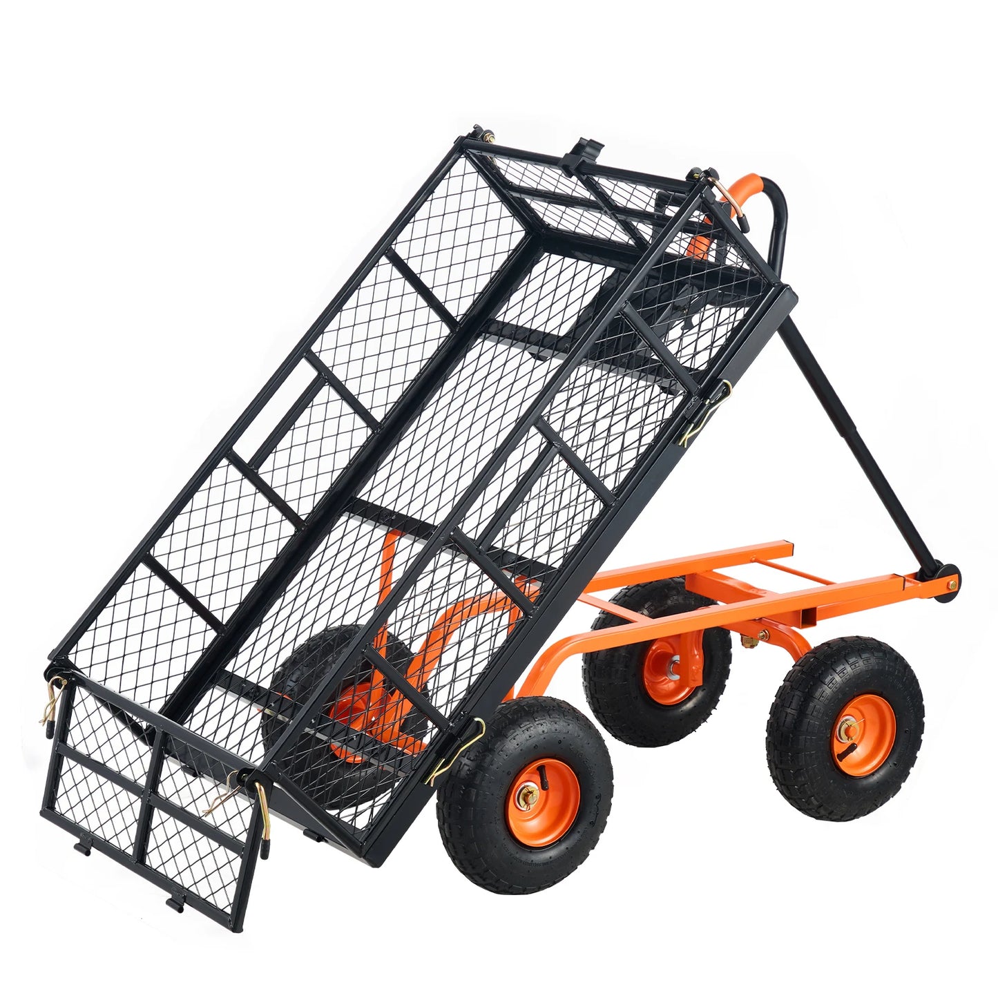 SucceBuy Garden Cart Sturdy Metal Utility Wagon 400/880 Lb Capacity