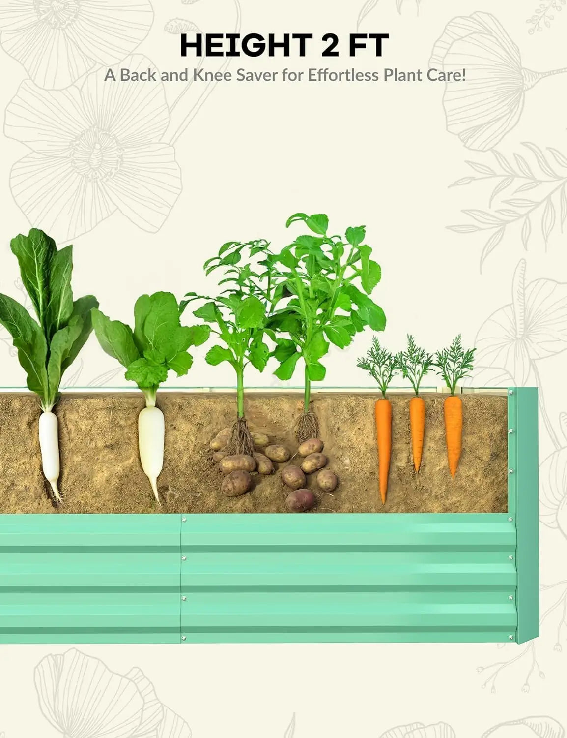HiMISS Heavy Duty Galvanized Raised Garden Bed Planter Box