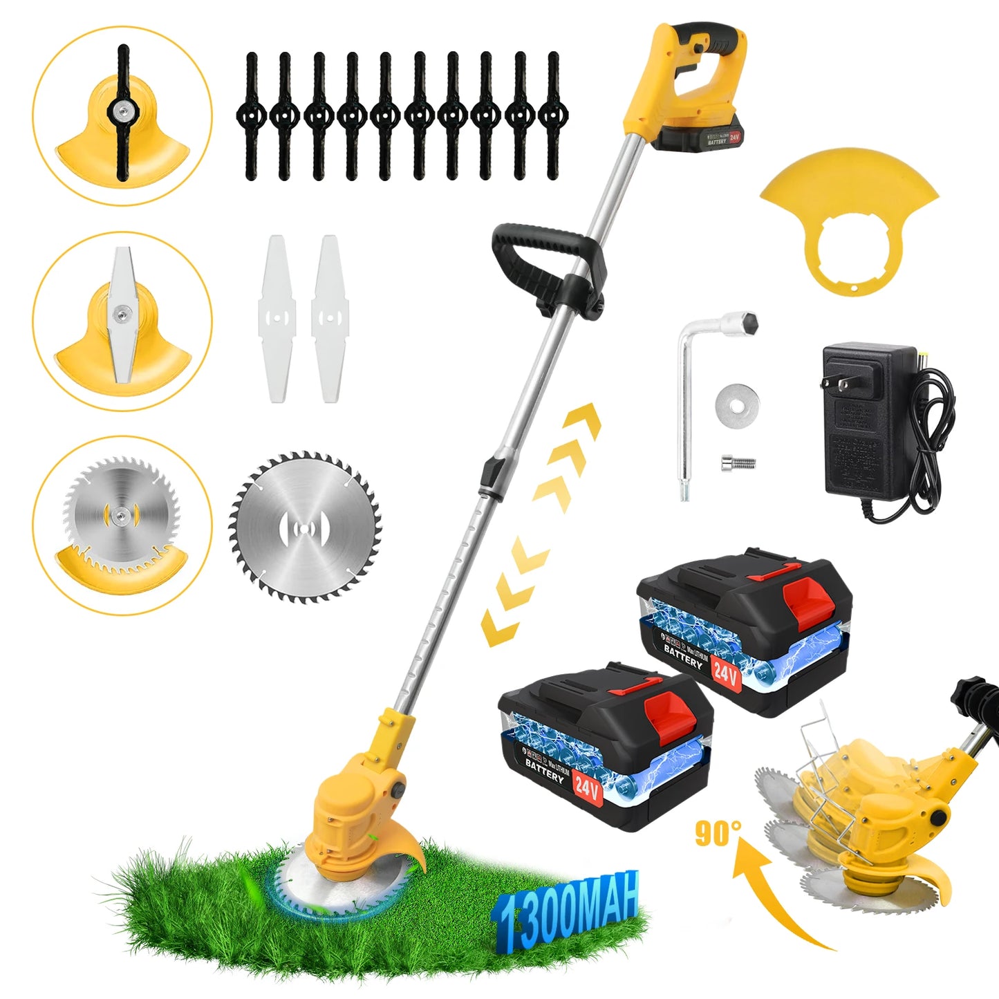 2-In-1 Cordless Lawn Mower Brushless Edger Trimmer 650W 24V
