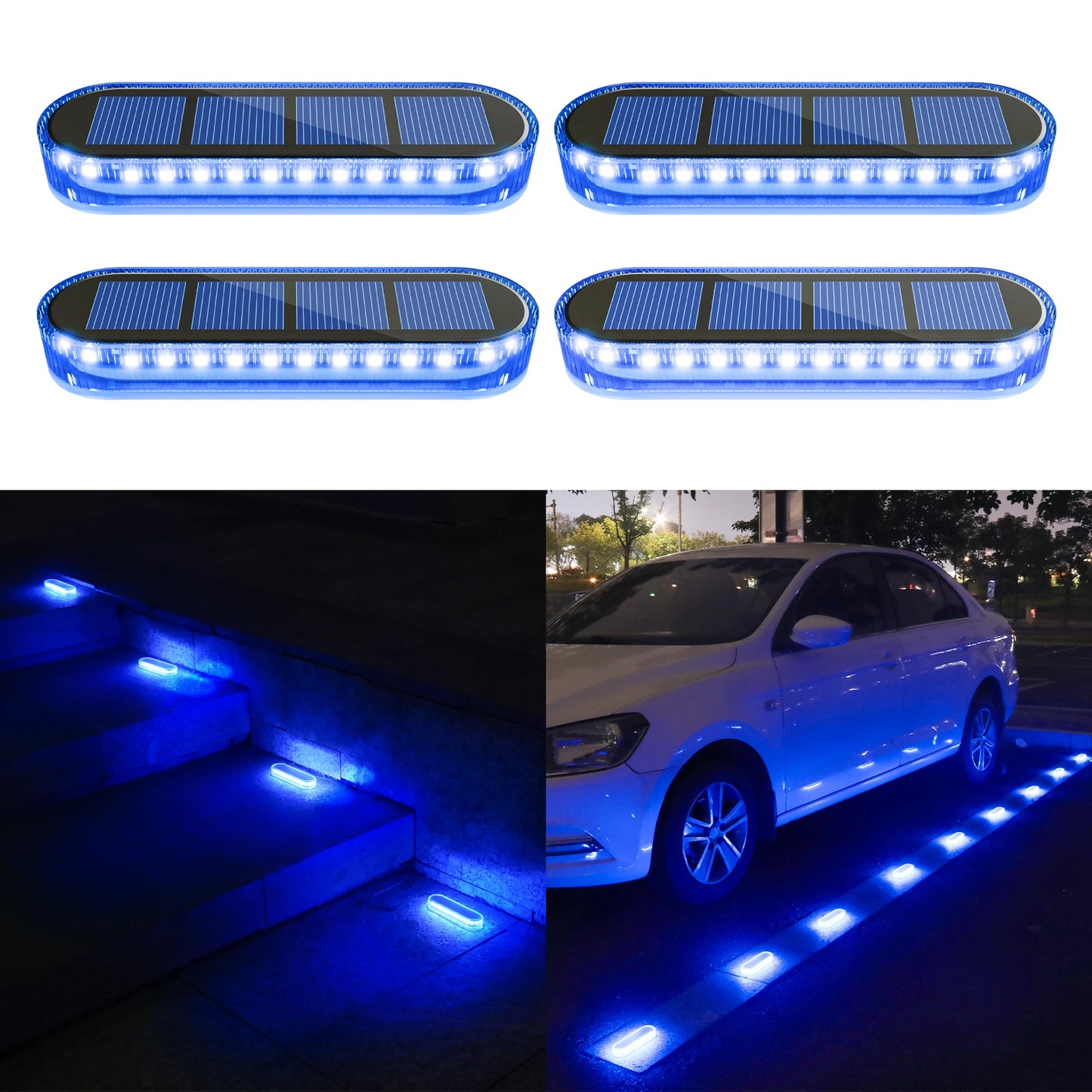 Solar LED Deck Lights 4 Pack Auto On Off IP68 Outdoor Waterproof