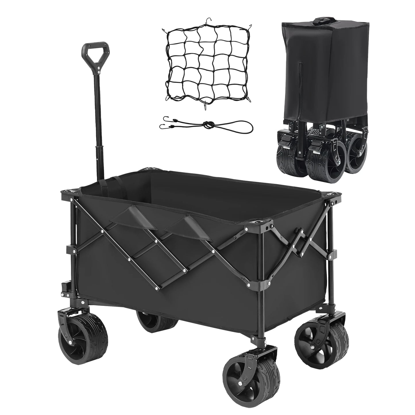 SucceBuy Collapsible Folding Wagon All Terrain Beach Cart