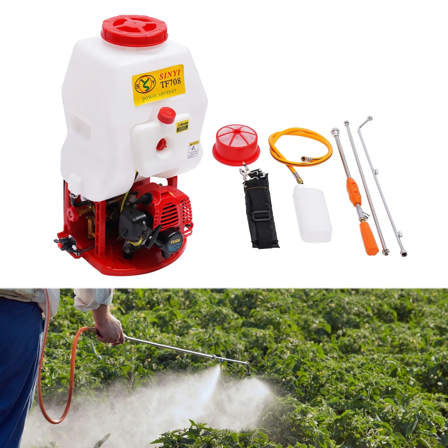 Gas Powered Backpack Sprayer 25.4cc 2-Stroke High Pressure Garden Pump