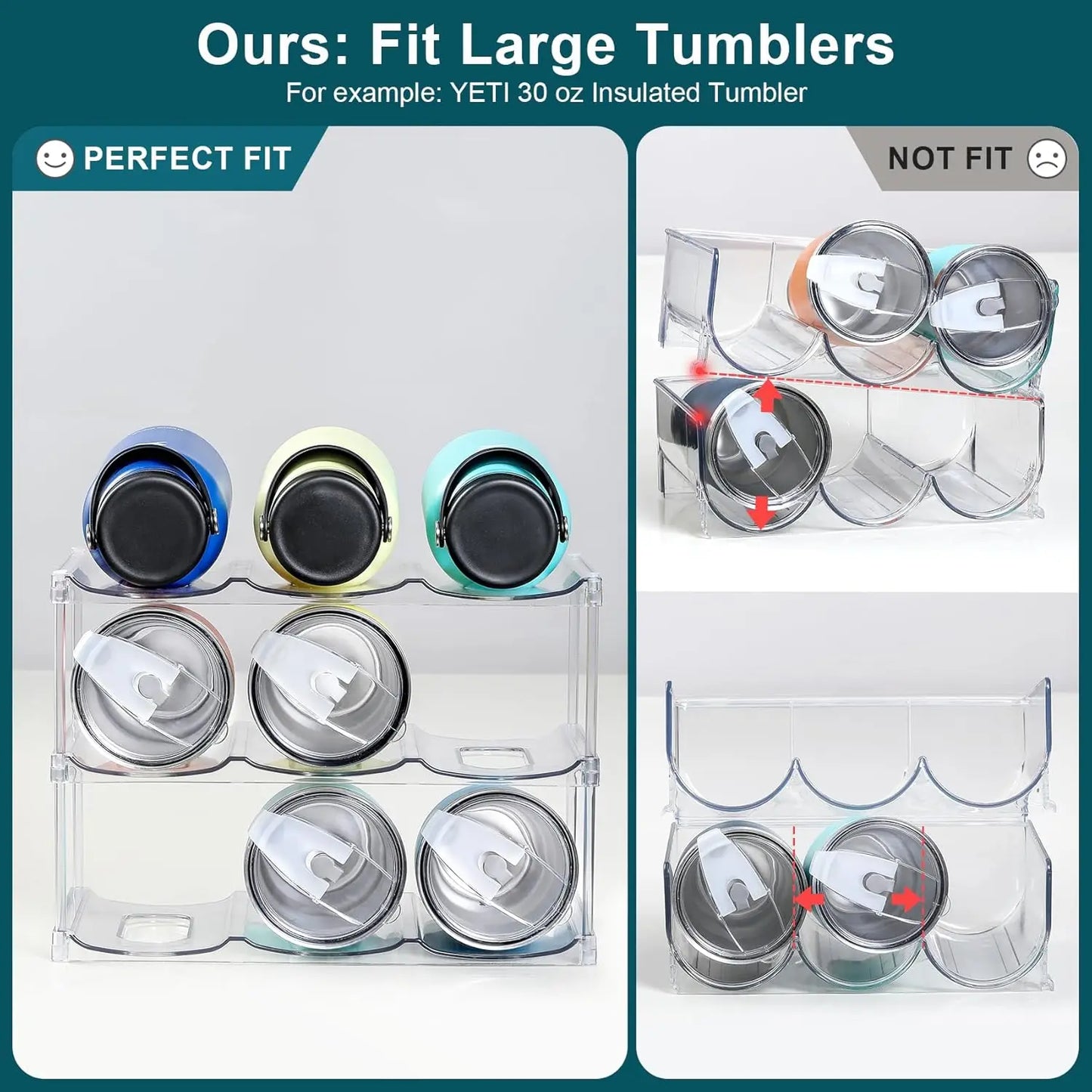 Three Tier Stackable Water Bottle Organizer Rack for Cabinet
