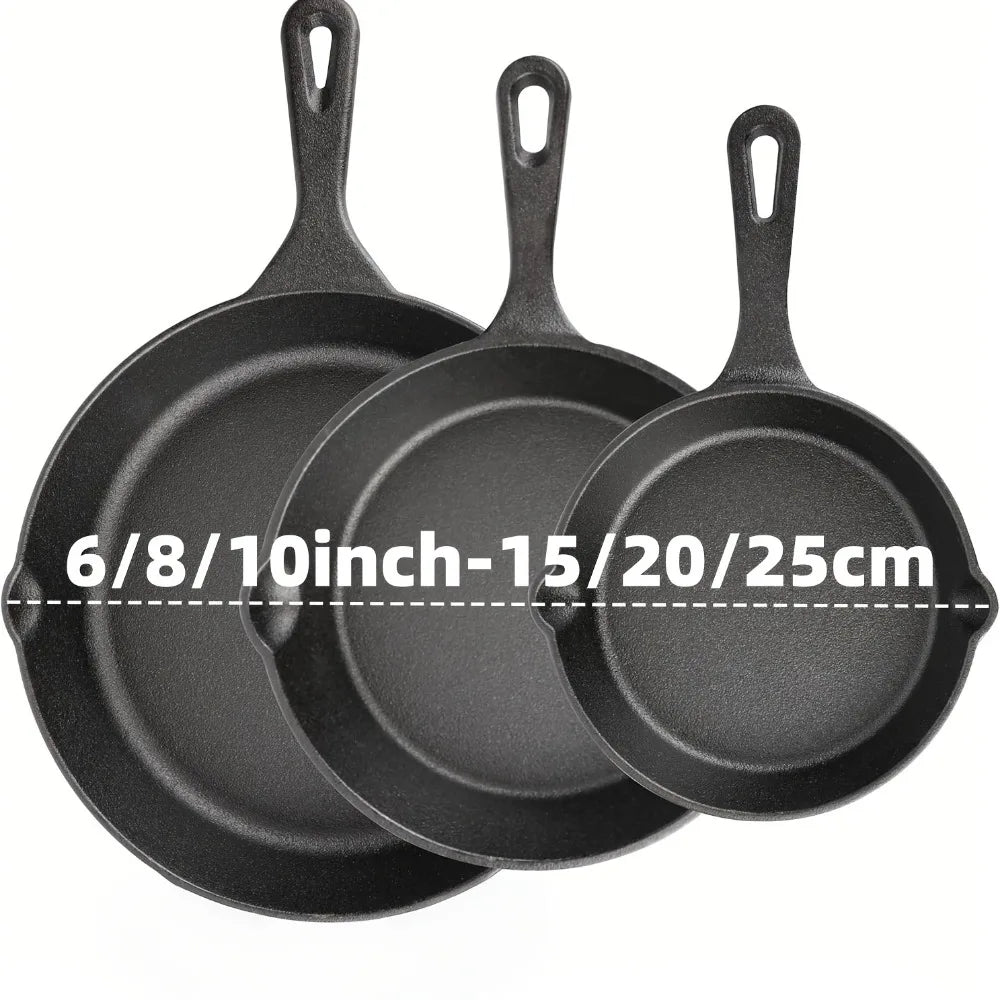 AEDG 3-Piece Cast Iron Skillet Set Pre-Seasoned For Oven Grill