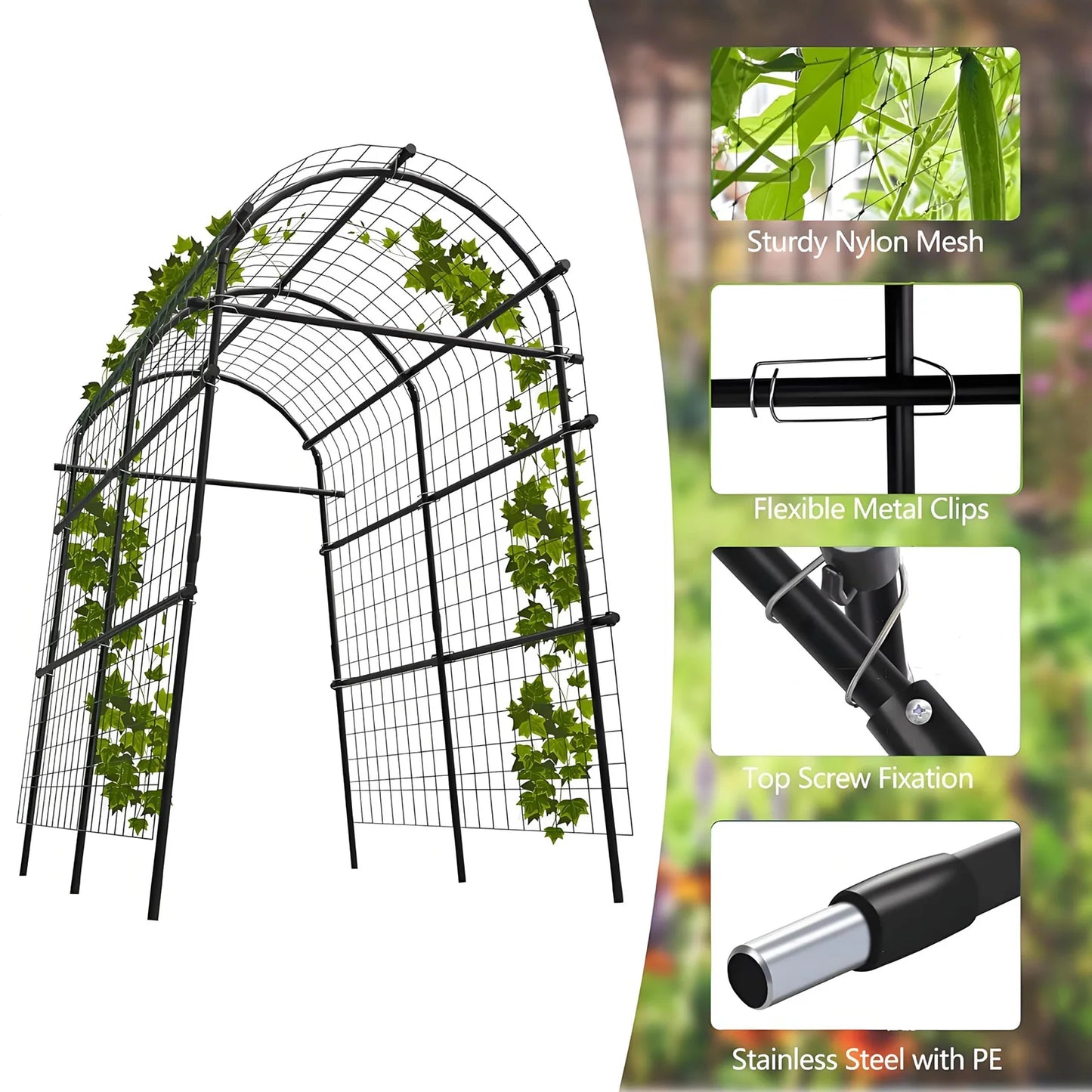 HiMISS Extra Tall Garden Arch Trellis Adjustable Outdoor Arbor