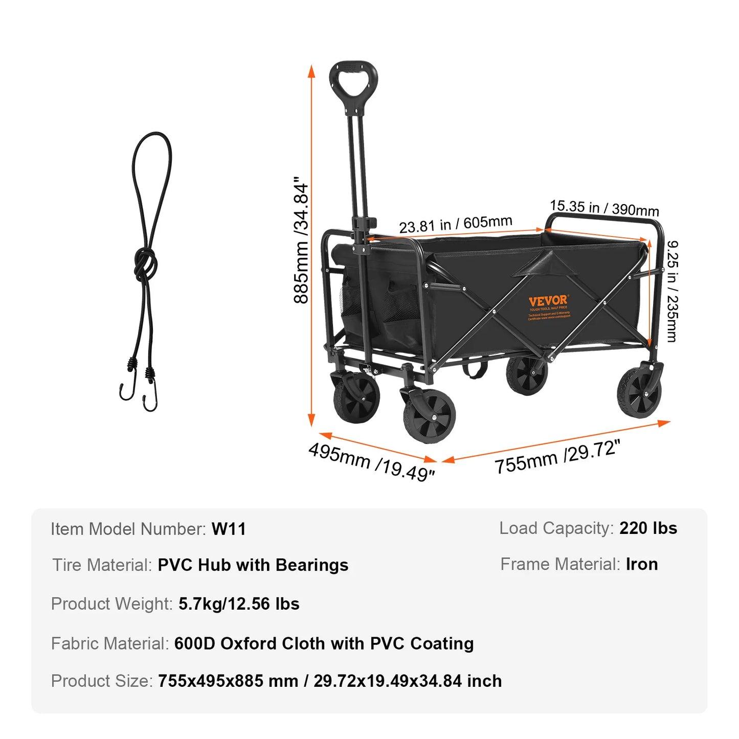 SucceBuy Collapsible Folding Wagon All Terrain Beach Cart
