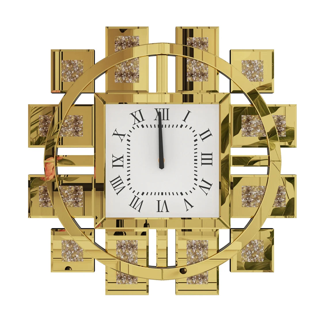 Decorative Wall Clock With Crushed Diamond Inlay Battery Operated