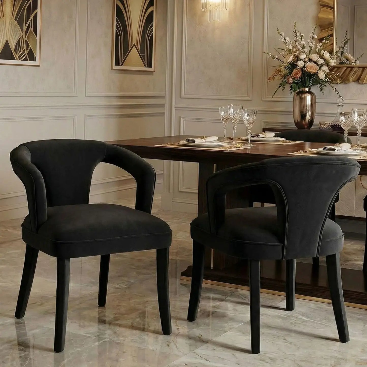 GUOHE Mid Century Modern Walnut Dining Chairs Set Of 2