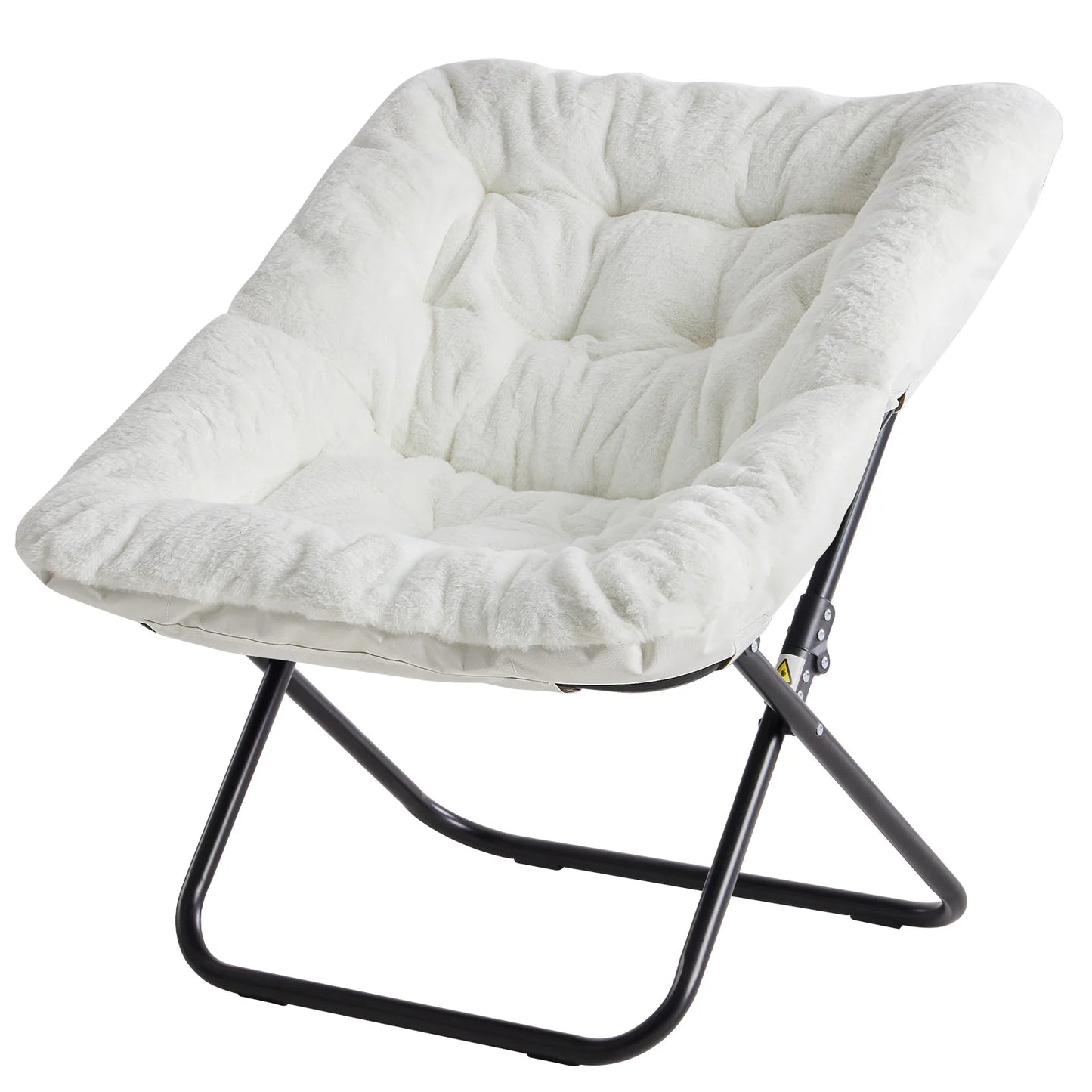 JHK Cozy Saucer Chair With Faux Fur Padded Seat Folding For Living Room