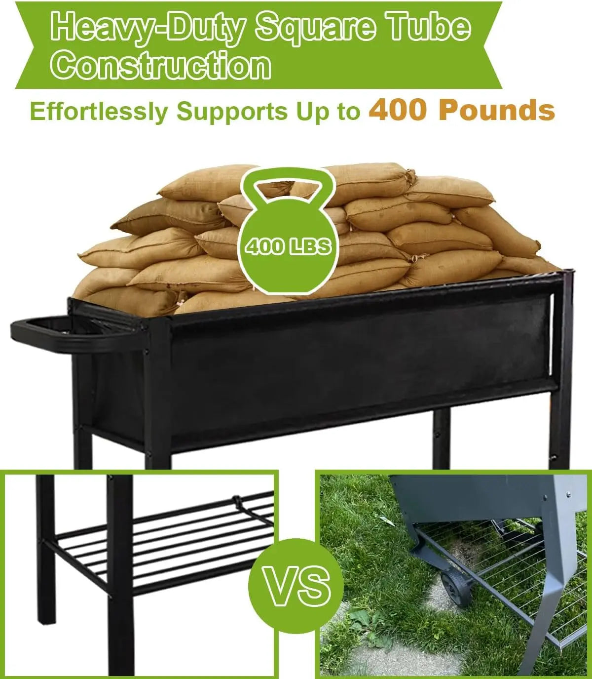 Raised Planter Box On Wheels For Outdoor Plants And Herbs