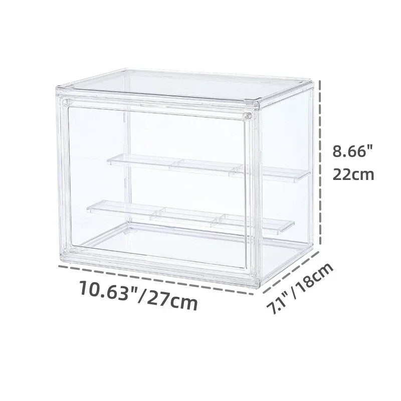 Clear Display Box Stackable Plastic Storage Bins for Collectibles and Cosmetics
