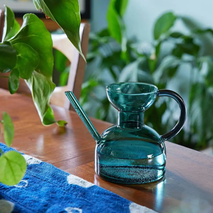 Handcrafted Borosilicate Glass Plant Watering Can With Long Spout