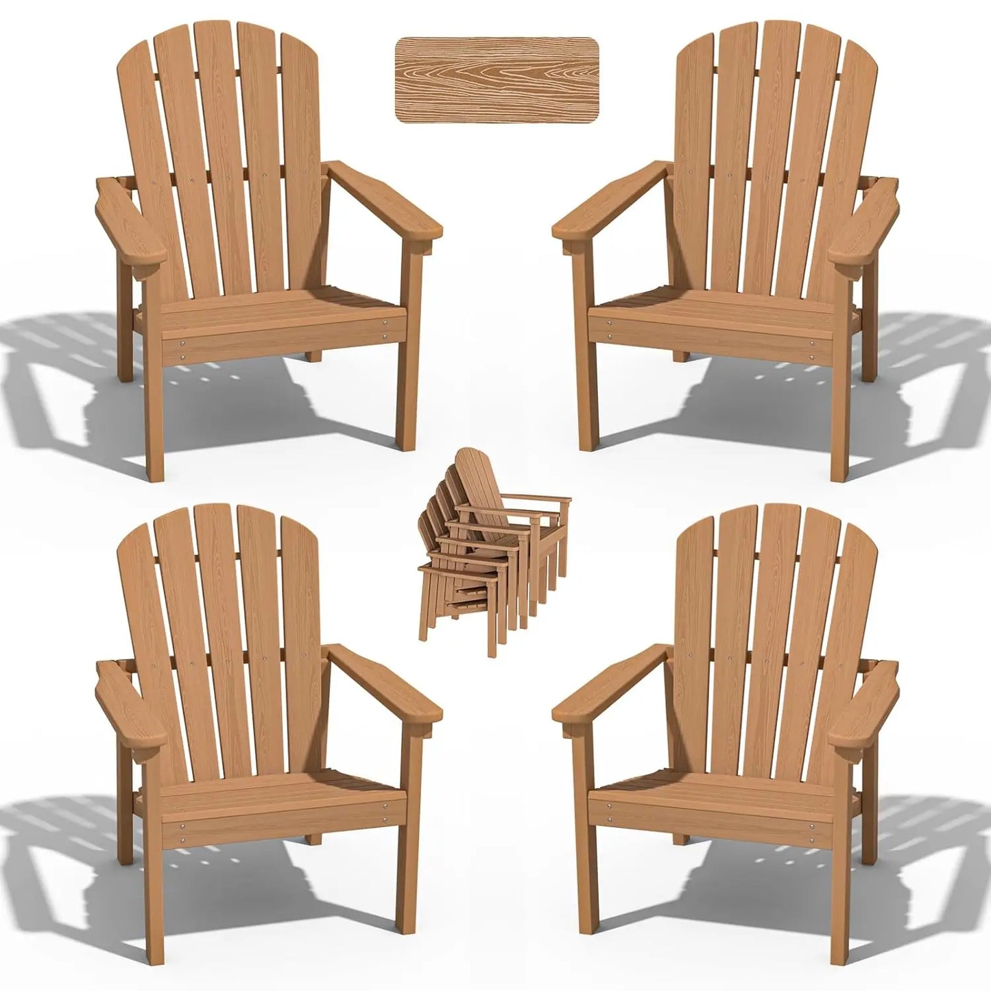 Outdoor Patio Stackable HDPE Adirondack Chairs Set of 4