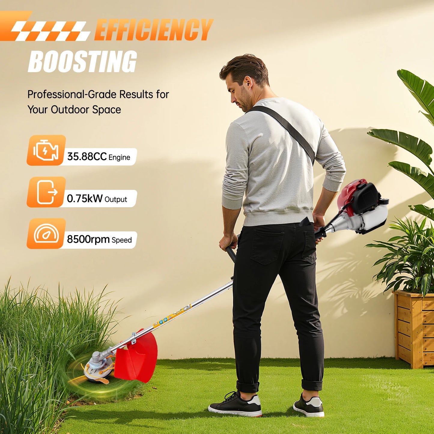 CNCEST 4-Stroke Gas Brush Cutter 8500 RPM With 2T Blade