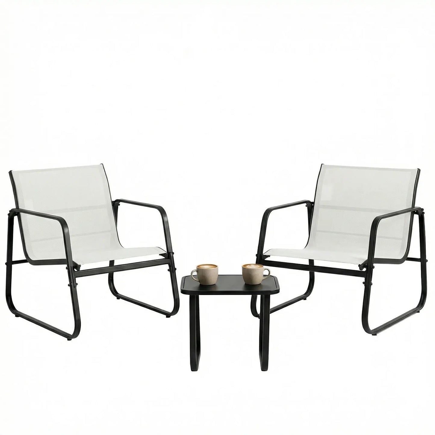JHK Patio Furniture 3 Piece Set With Table Outdoor Metal