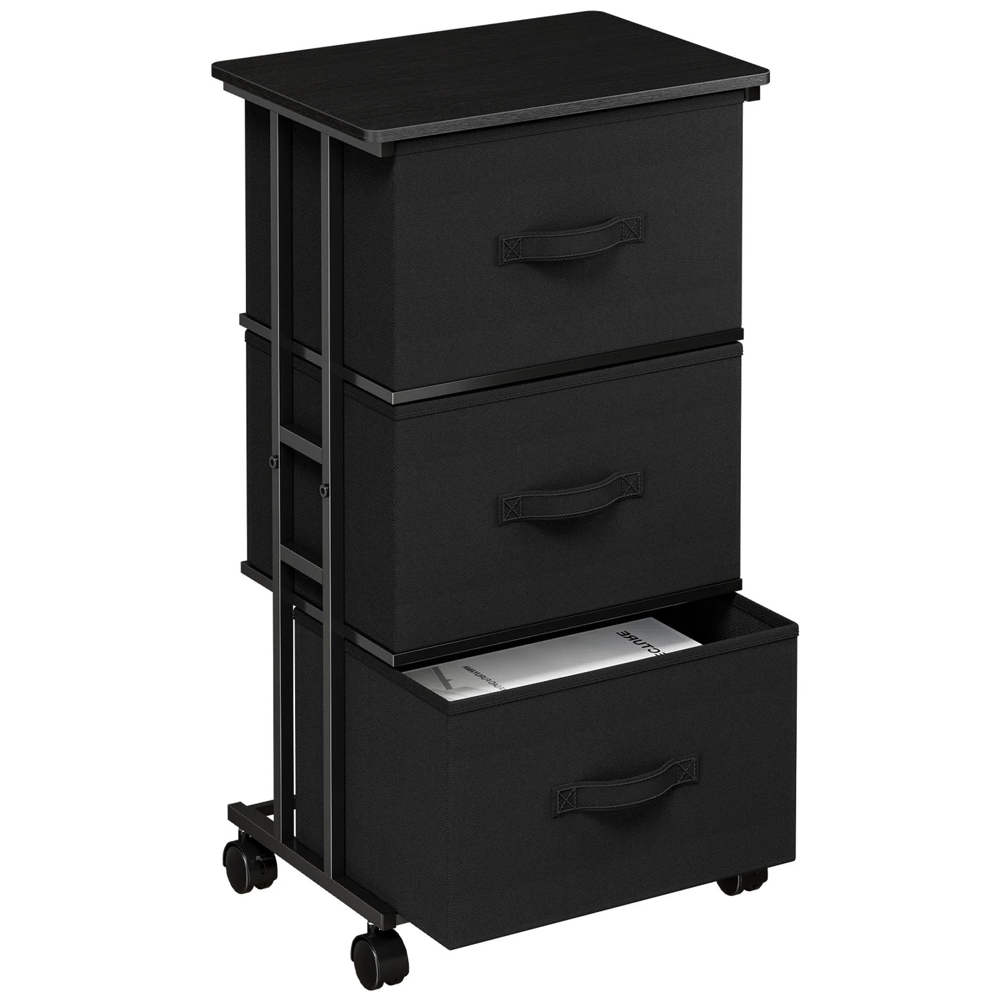 JHK Rolling Dresser Storage Cabinet With Steel Frame And Wheels