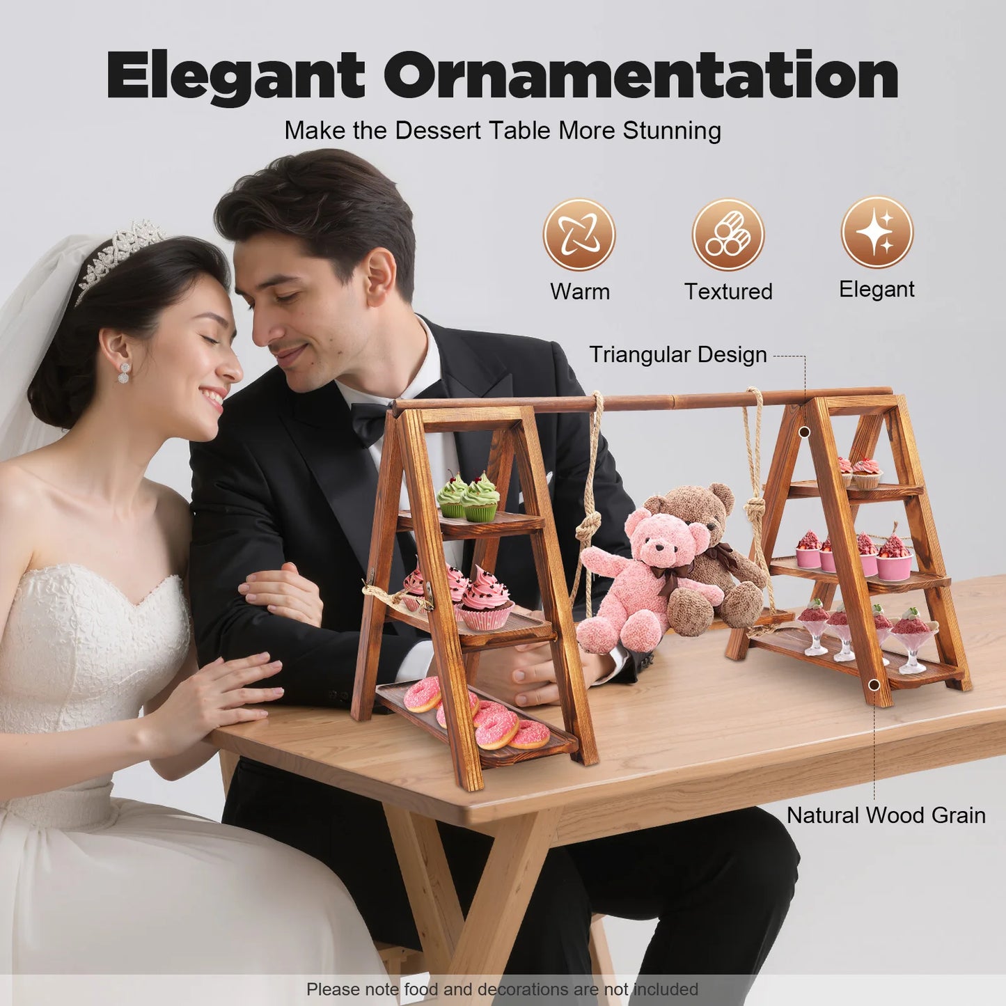 Bymaocar Three Tier Wooden Cake Stand Dessert Tray For Weddings