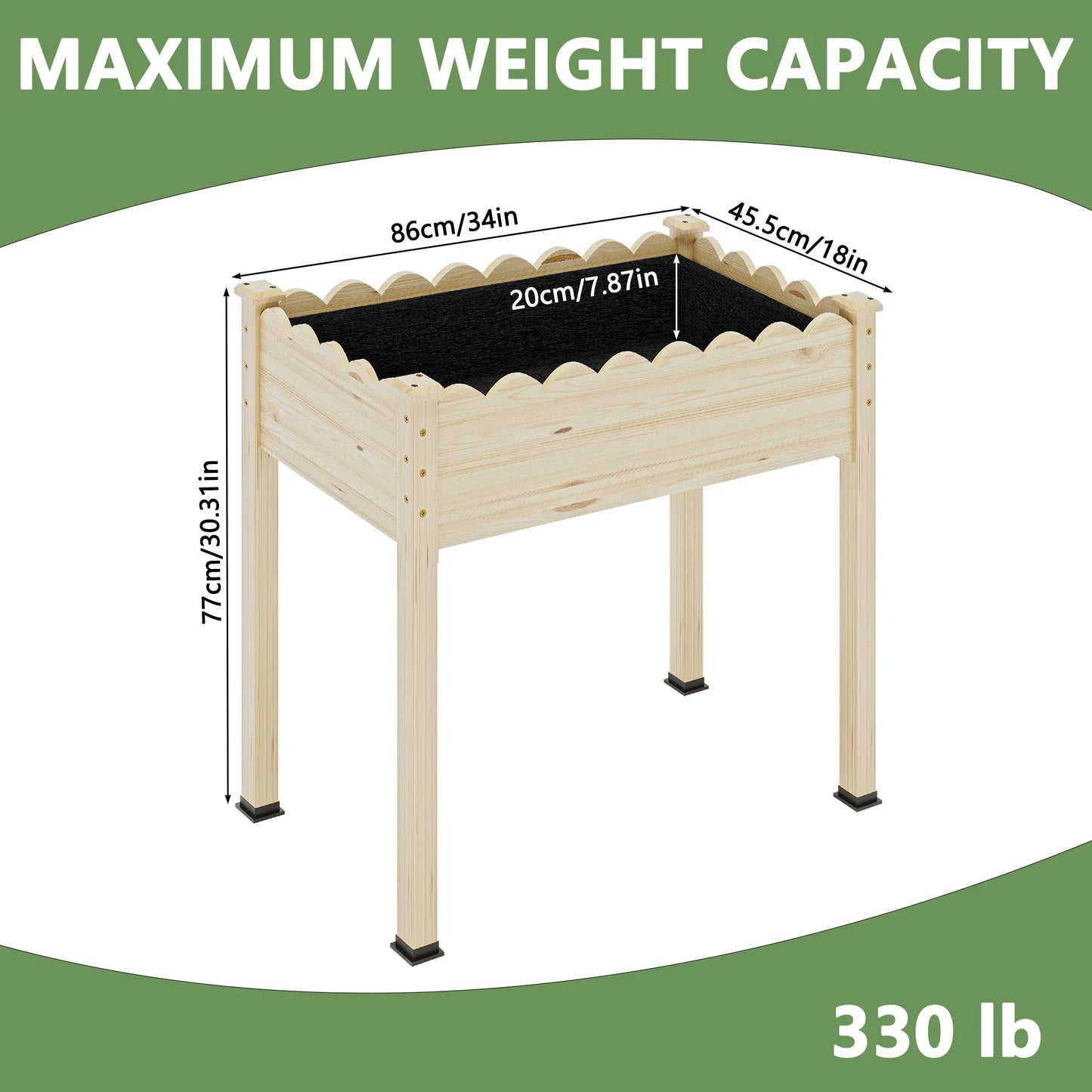 Wood Raised Bed Planter Box With Shelf For Balcony Garden