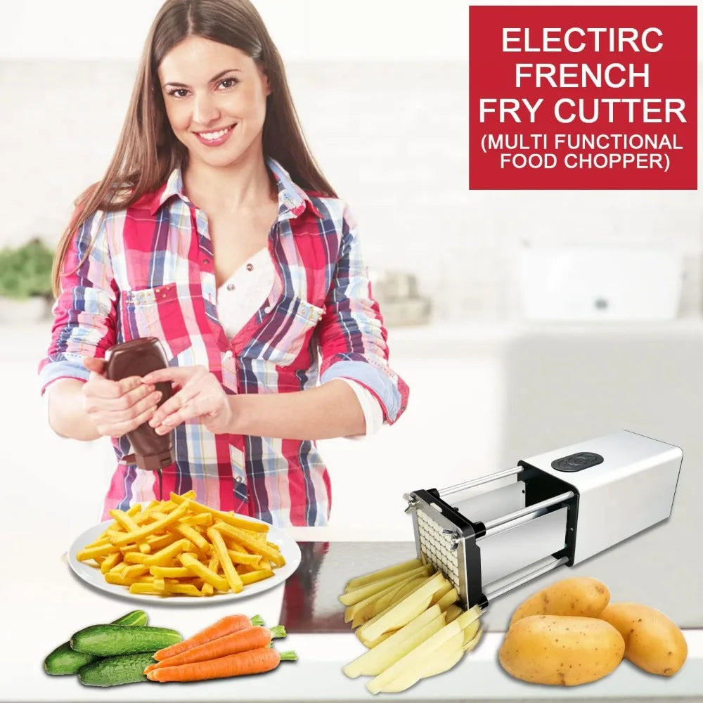 Electric French Fry Cutter With Dual Blades For Potatoes