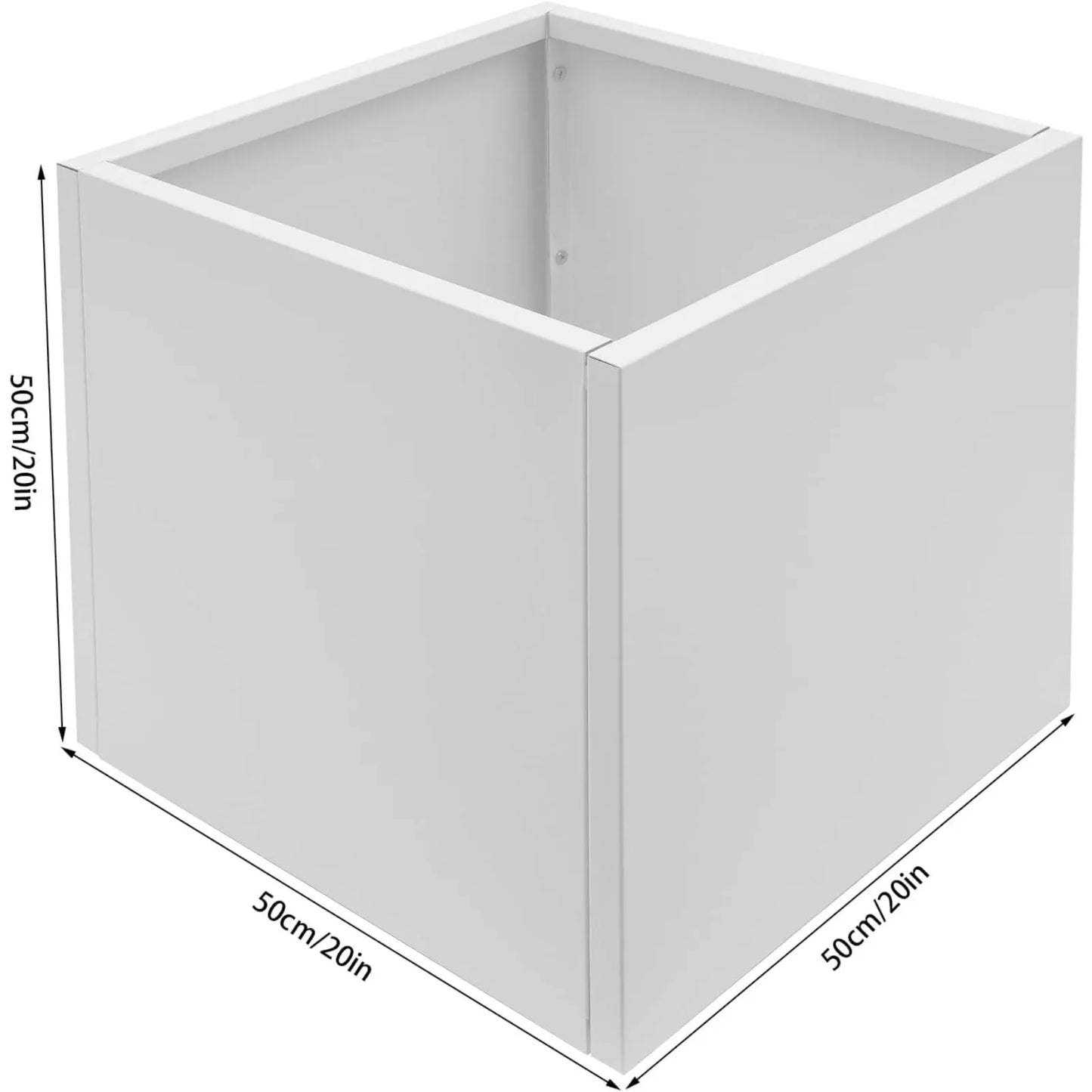 White Steel Square Planter Box Durable All Weather Indoor Outdoor