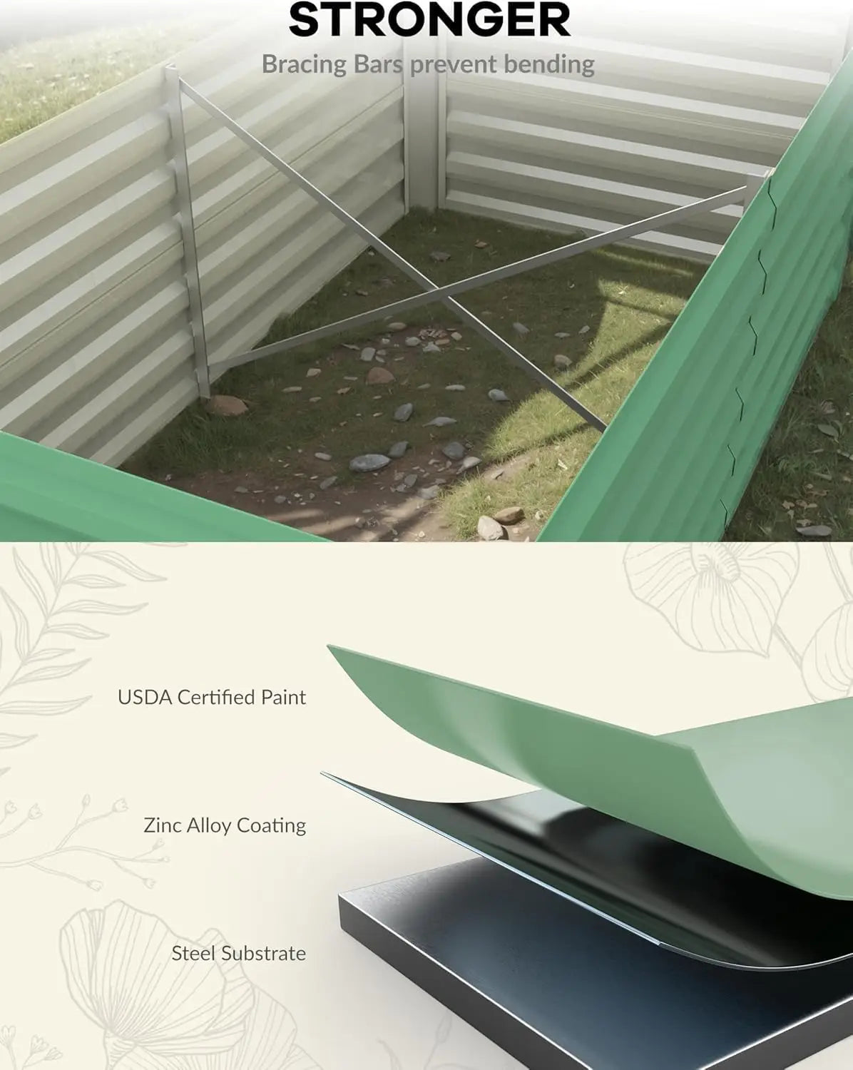 HiMISS Heavy Duty Galvanized Raised Garden Bed Planter Box