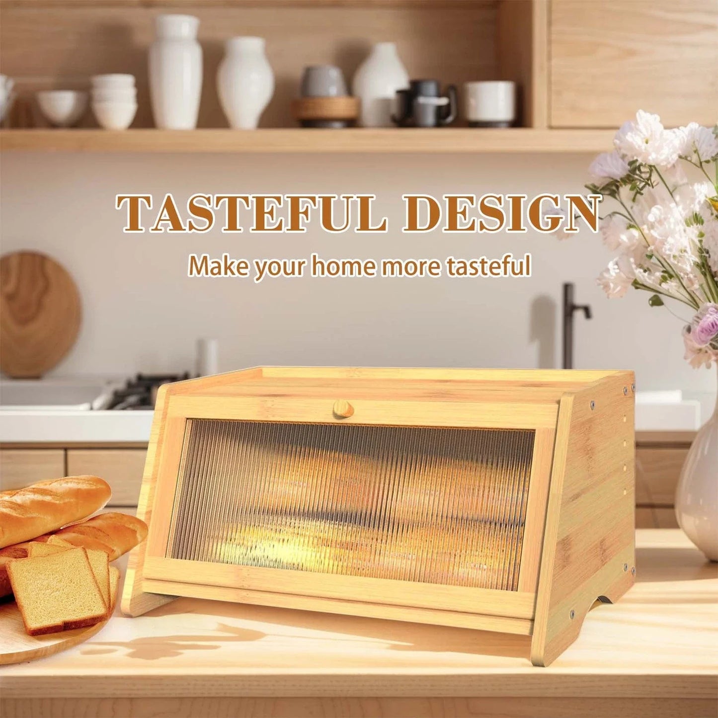Bamboo Bread Box Airtight Storage for Kitchen Countertop