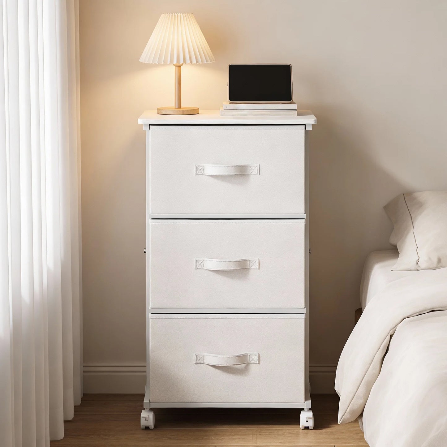 JHK Rolling Dresser Storage Cabinet With Steel Frame And Wheels