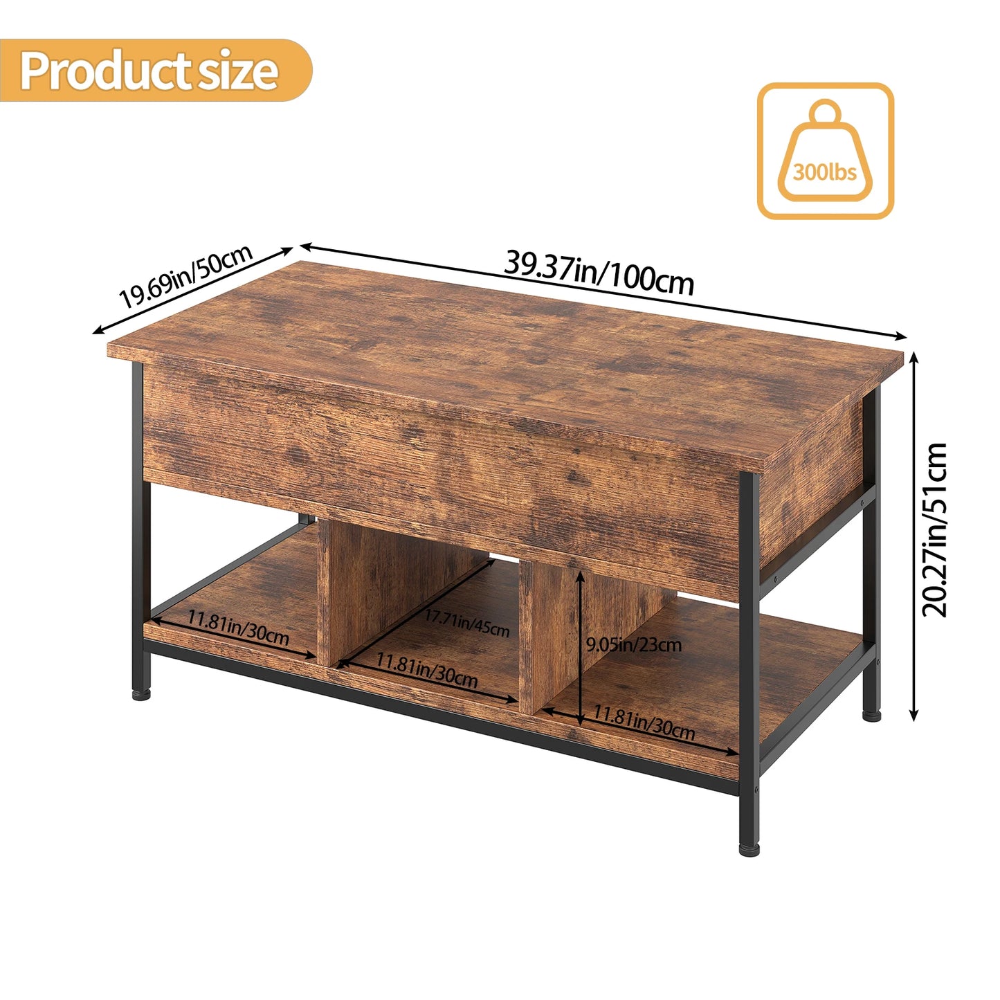 Lift Top Coffee Table With Hidden Storage Compartment