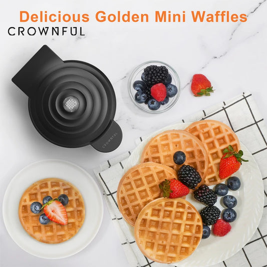Crownful 250W Mini Waffle Maker Interchangeable Sandwich Cake Plates