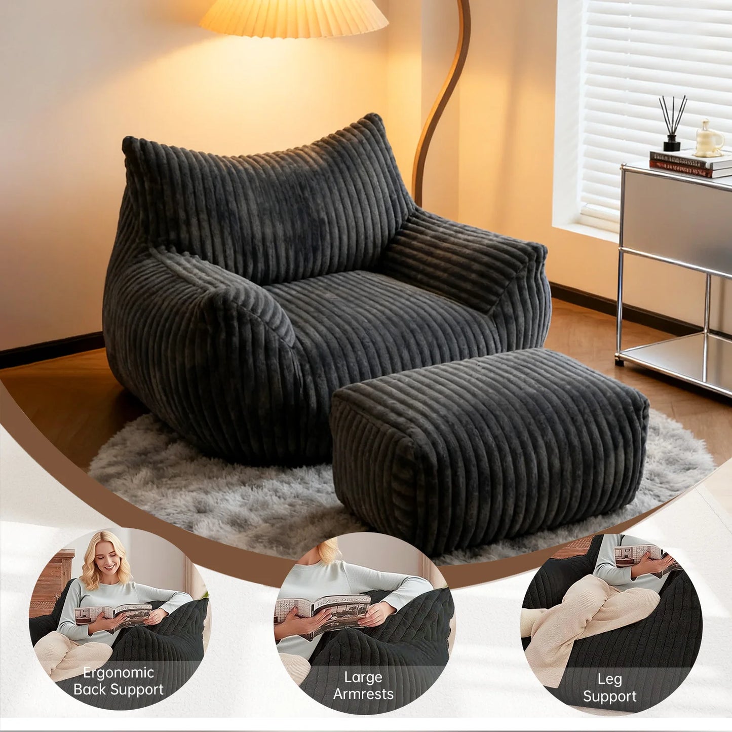 Reading Chair Bean Bag for Adults Living Room Furniture