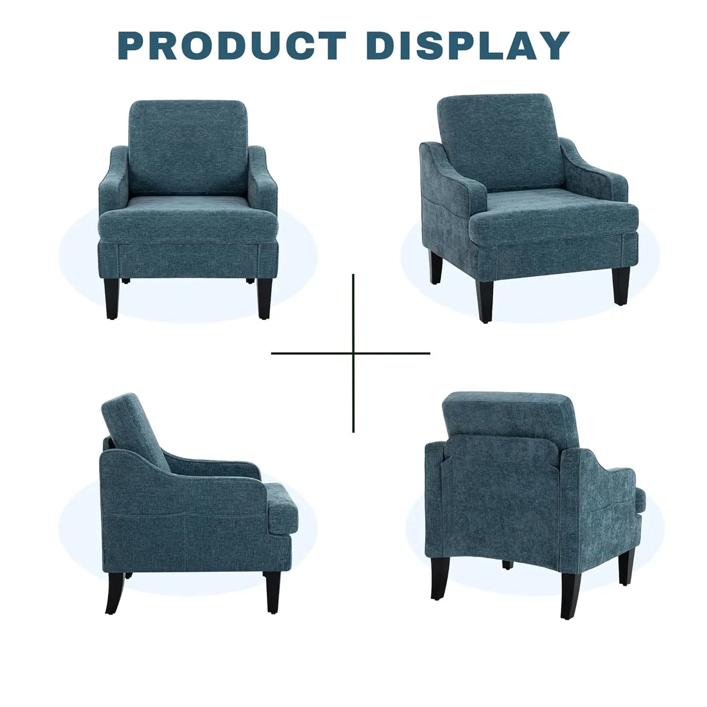 MOYU Set of 2 Mid-Century Accent Chairs in Chenille Upholstery