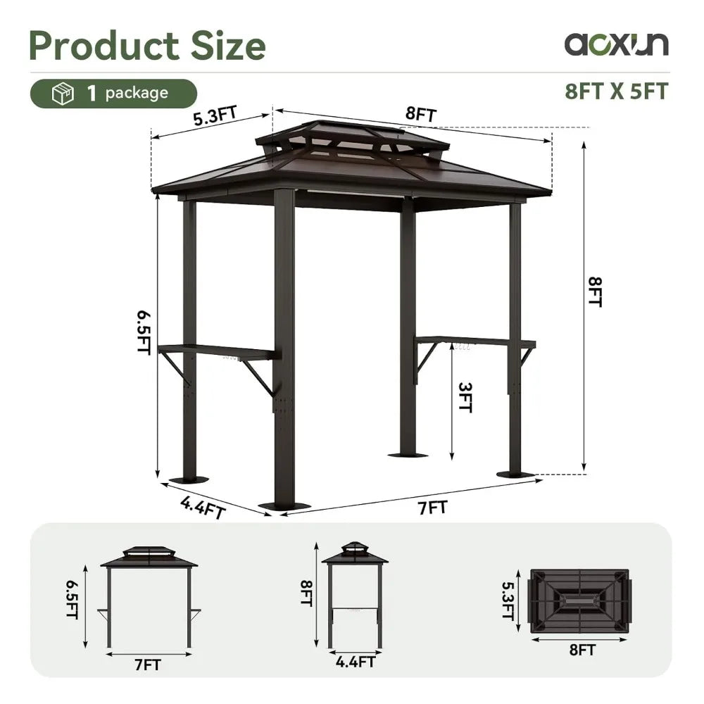 DUOFU Aluminum BBQ Gazebo With Shelves For Patio And Garden