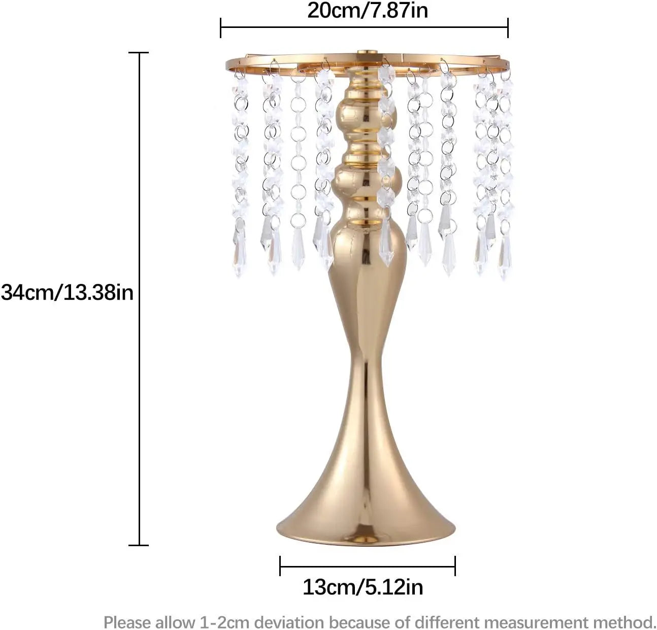VINCIGANT Gold Metal Flower Stands With Crystal Beads Wedding Centerpieces