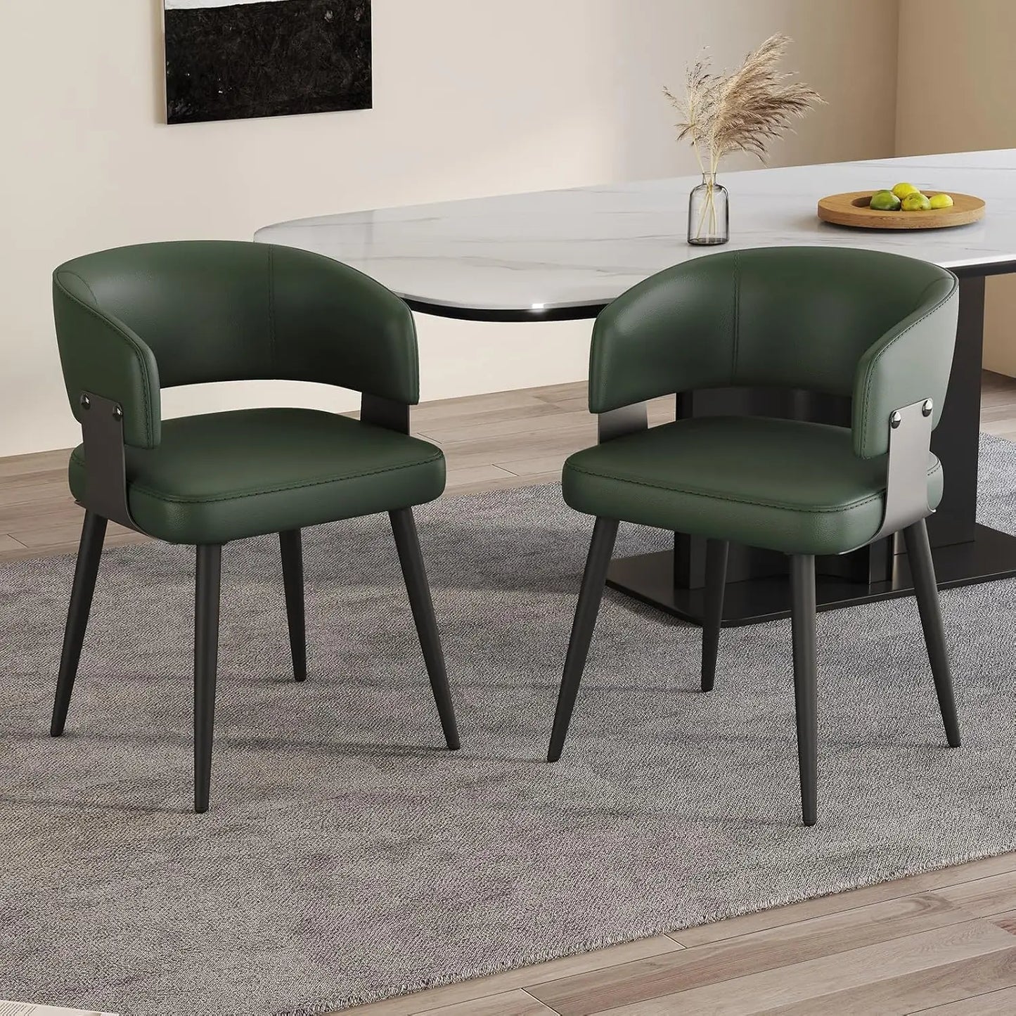 GUOHE Modern Dining Chairs Set Of 2 Upholstered Faux Leather