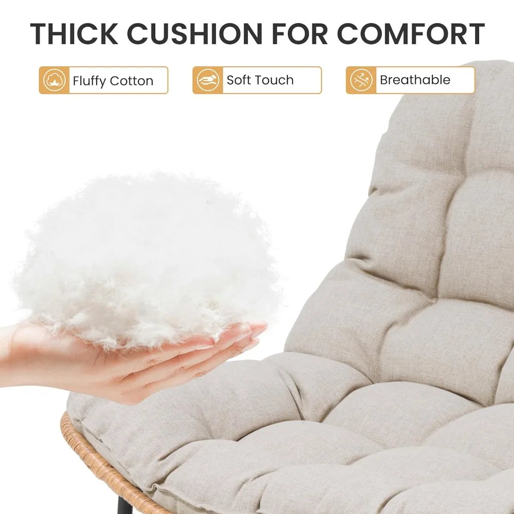 All-Weather Rattan Loveseat With Soft Cushions For Patio