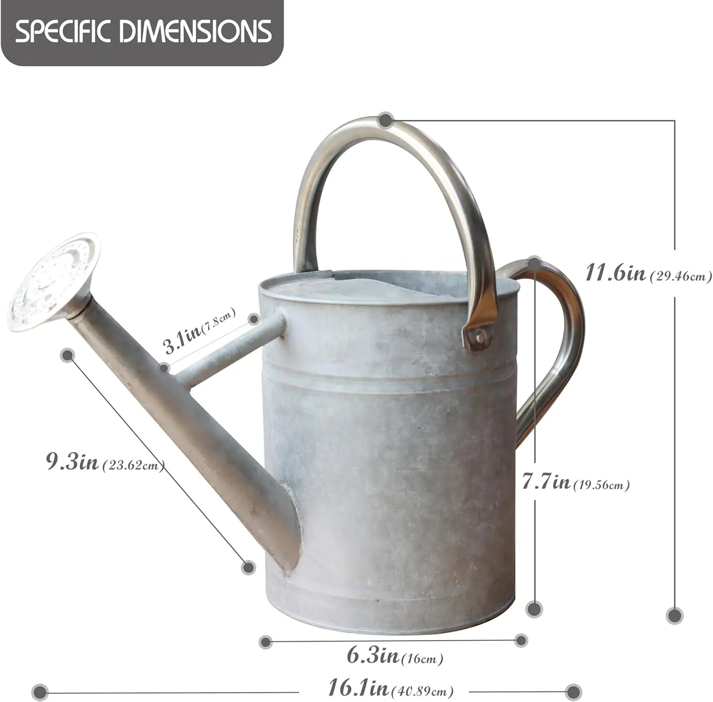 Metal Watering Can With Zinc Handle For Indoor Outdoor Plants