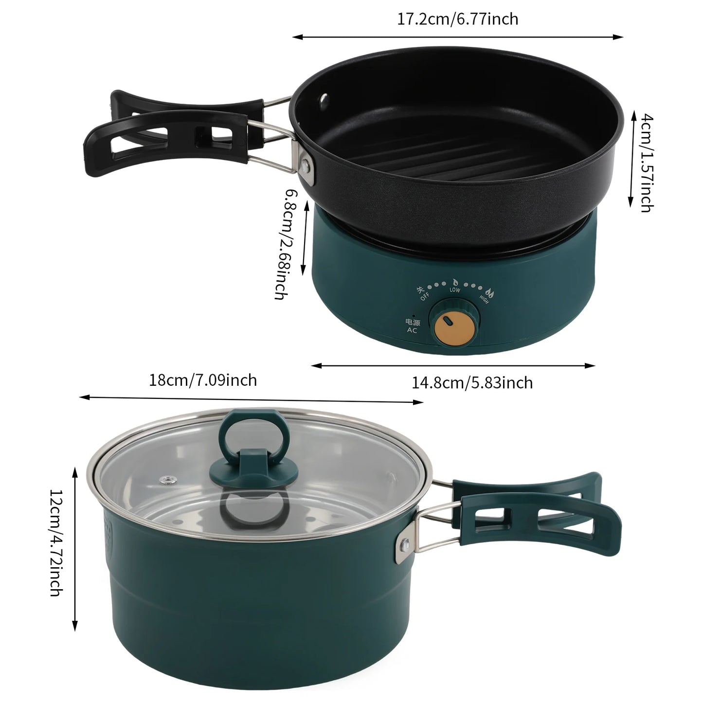 Bymaocar 110V Electric Hot Pot With Steamer Portable Travel Cooker