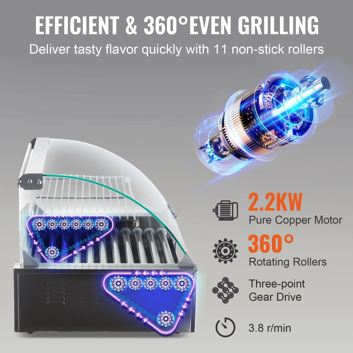 SucceBuy Commercial Hot Dog Roller Sausage Maker 110V Barbecue Grill