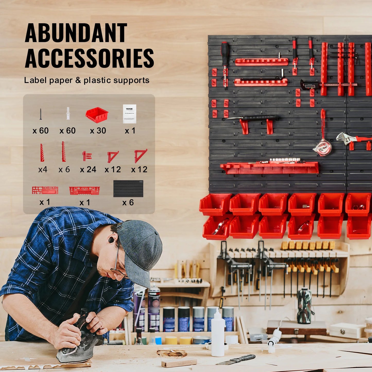 SucceBuy Wall Mounted Storage Bins Organizer For Garage Tools