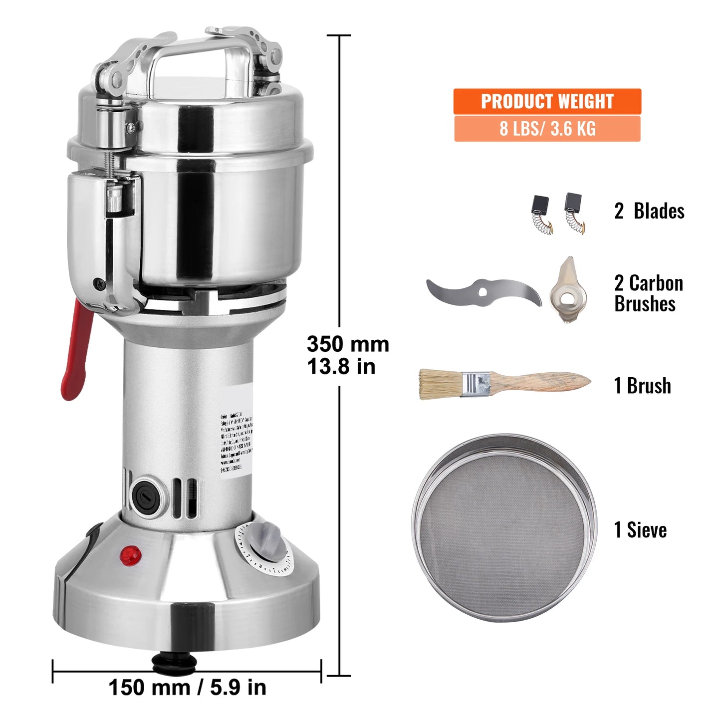 SucceBuy Electric Grain Mill Grinder 150 to 2500g for Spices