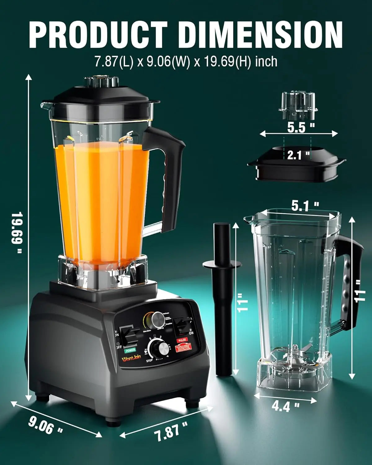 WantJoin 1800W Professional Commercial Blender For Kitchen