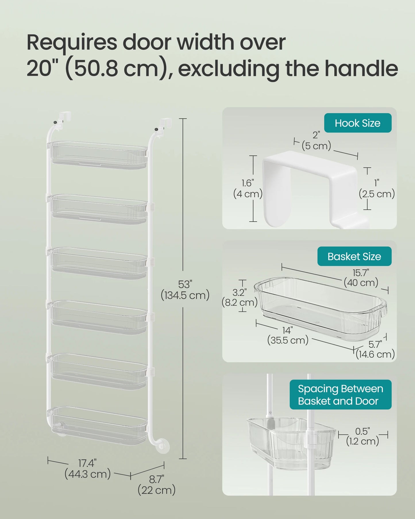 SONGMICS Over The Door Pantry Organizer With Adjustable Baskets