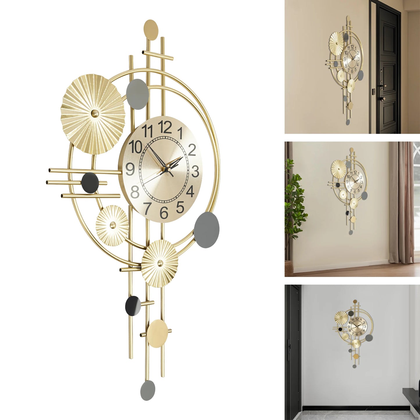 Decorative Wall Clock Silent Non-Ticking For Living Room And Office