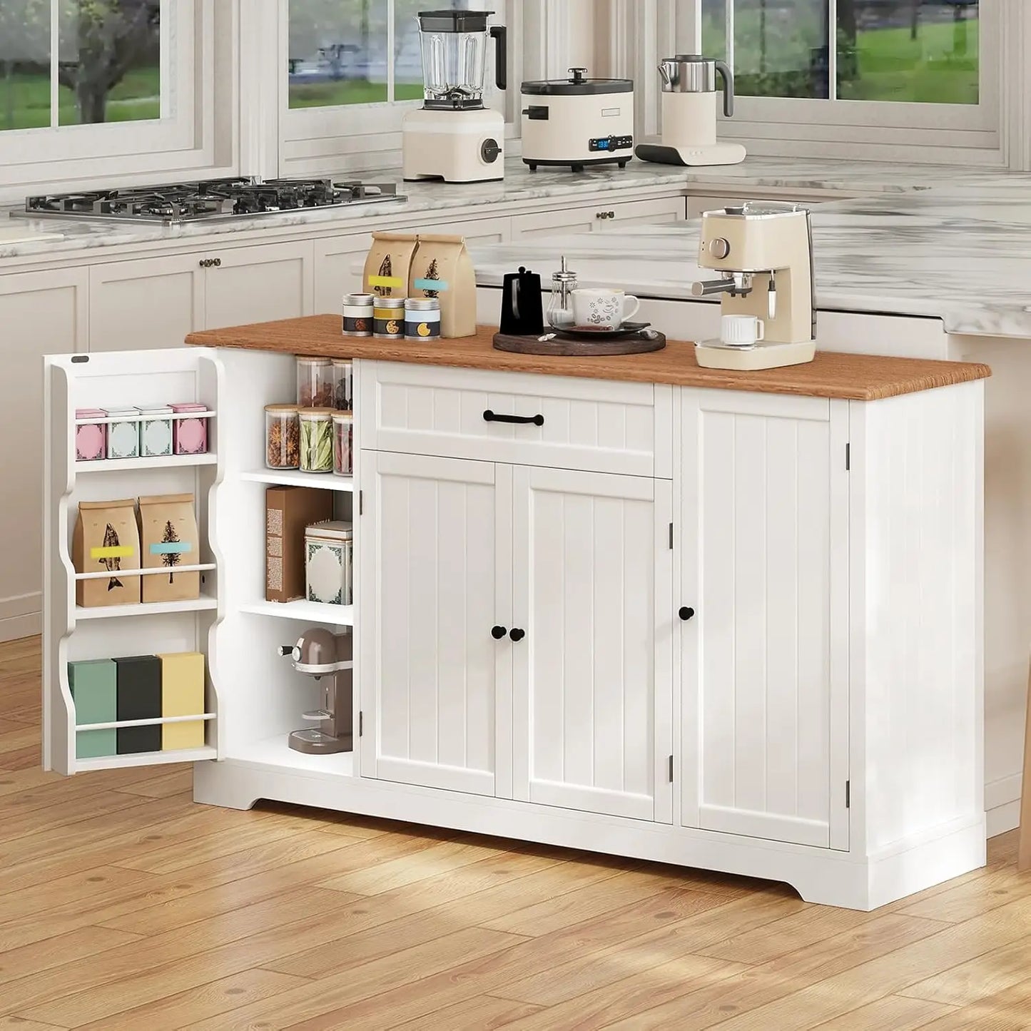 Storage Sideboard Buffet Cabinet With Drawers And Door Shelves Rustic
