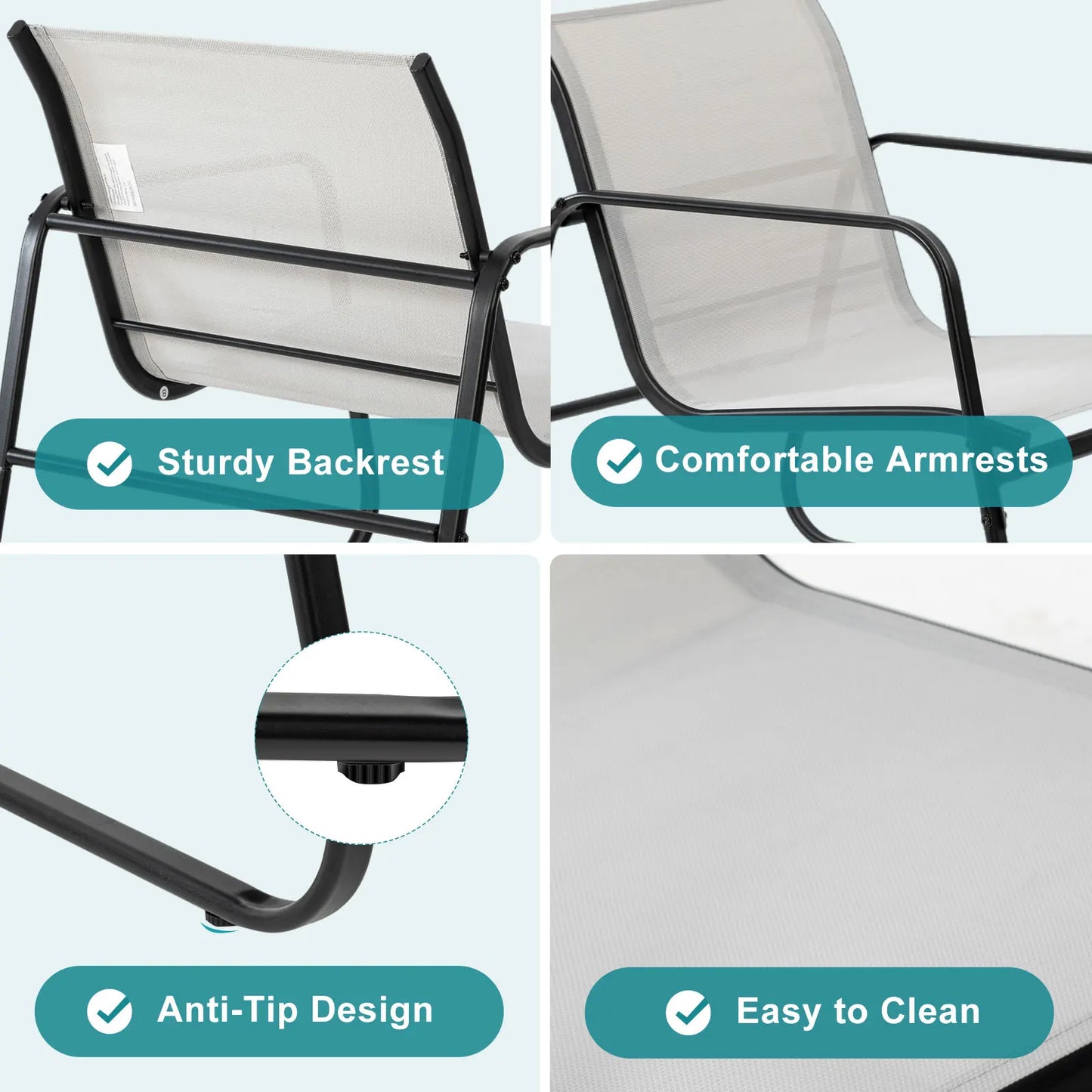 JHK Patio Furniture 3 Piece Set With Table Outdoor Metal